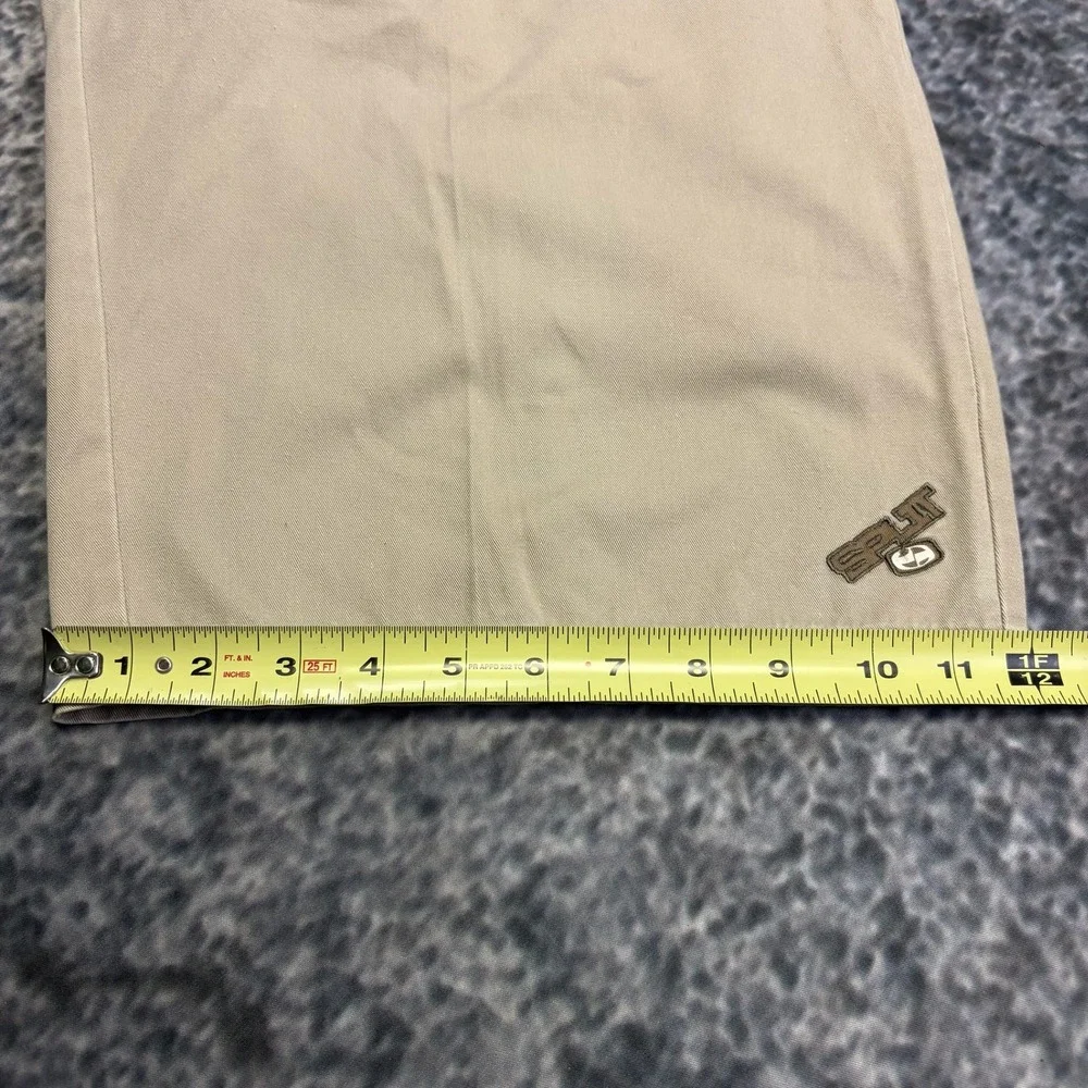 Vintage Y2K Split Shorts Flat Front Chino Mens 36 Tan Baggy Skater BMX Grunge
